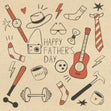 Happy Father's Day Orange Guitar Doodle Card